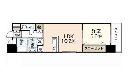 スプリングヘッズ鷹野橋(1LDK/9階)の間取り写真