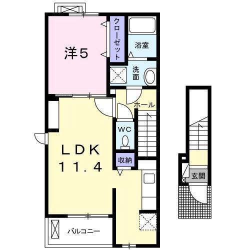 イズムユウA(1LDK/2階)の間取り写真