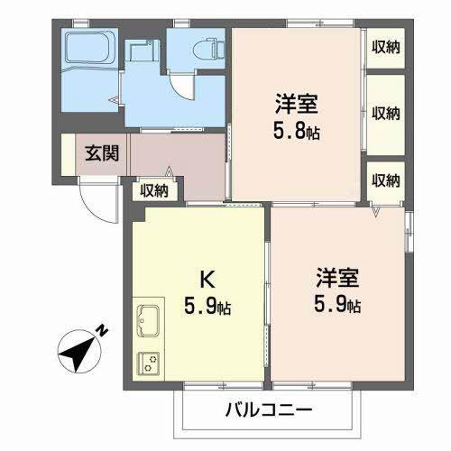 ローゼンハイム(2K/1階)の間取り写真