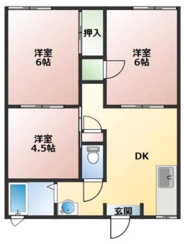 グランメールB(3DK/1階)の間取り写真