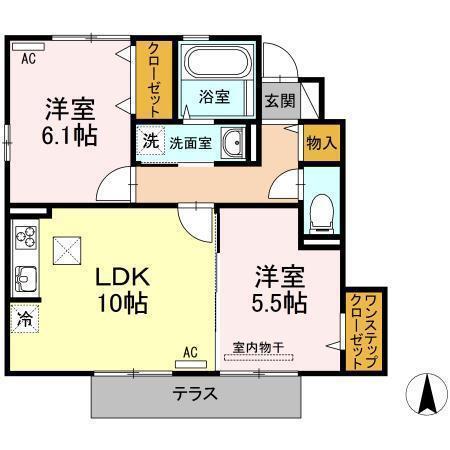 プロシード I棟(2LDK/1階)の間取り写真