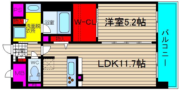 LA CLOCHETTE DE ECRARGE(1LDK/2階)の間取り写真
