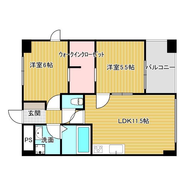 CASABONITA(2LDK/3階)の間取り写真