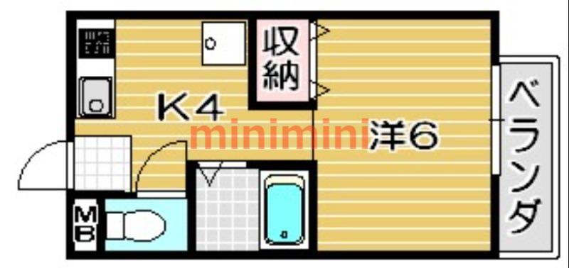 サンパレッツ(1K/2階)の間取り写真