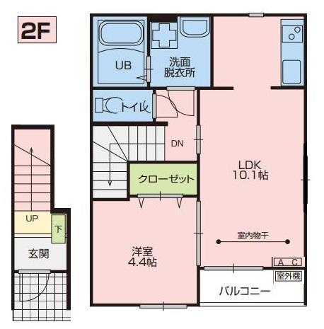 クレスト桜町(1LDK/2階)の間取り写真