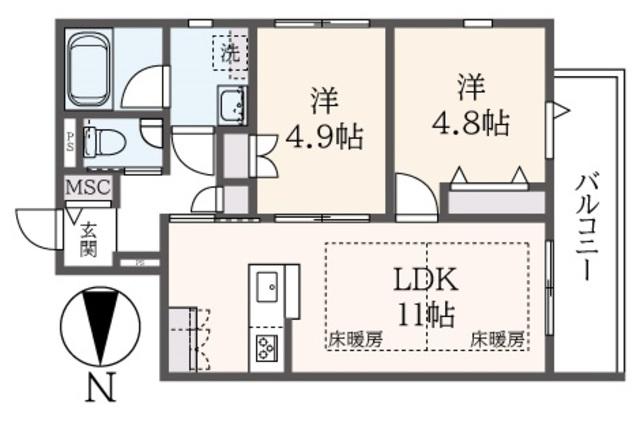 アビテ明大前(2LDK/2階)の間取り写真
