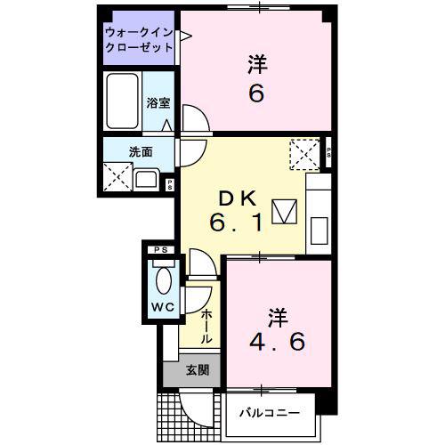 ブロンクスB(2DK/1階)の間取り写真
