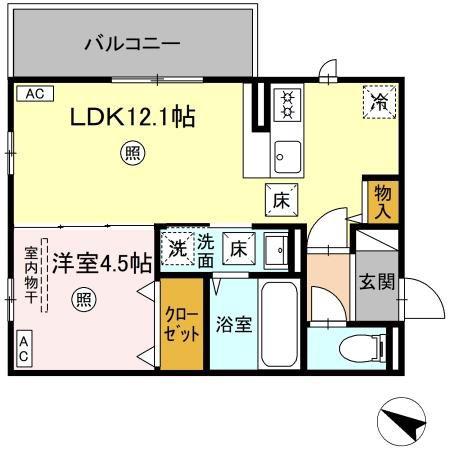 ピノ・ジョヴァーネ(1LDK/1階)の間取り写真