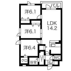 白南ハイツI(3LDK/5階)の間取り写真