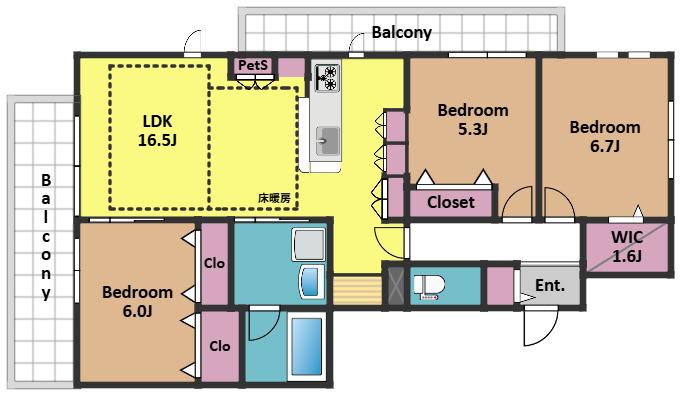 初台2丁目メゾン(3LDK/3階)の間取り写真