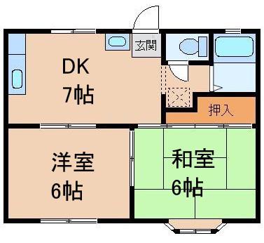 ダイナスティ(2DK/1階)の間取り写真