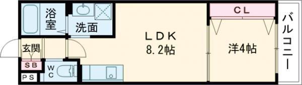 ダン・ル・ボワ鳳東(1LDK/1階)の間取り写真
