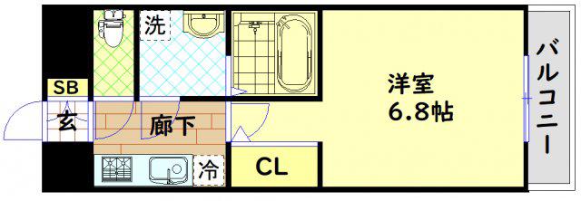 エスリード難波 THE FIRST(1K/6階)の間取り写真