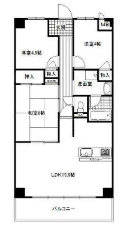 メゾンヨコハマ(3LDK/5階)の間取り写真