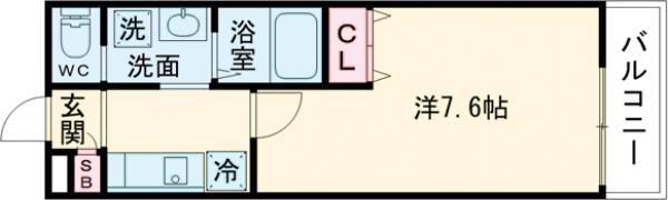 ALEGRIA古川橋II(1K/1階)の間取り写真