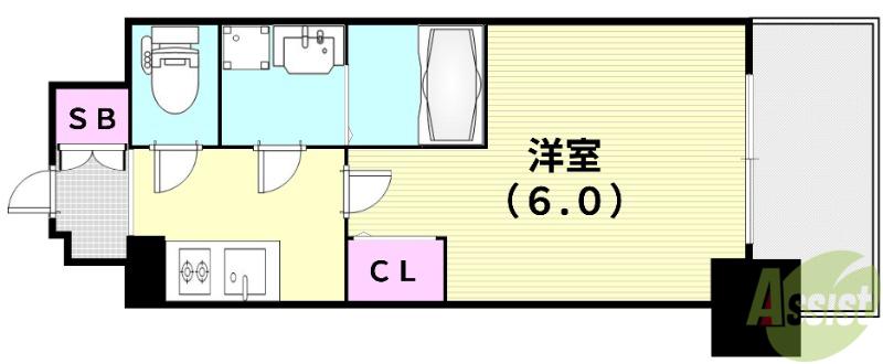 CREST TAPP 庄内(1K/7階)の間取り写真