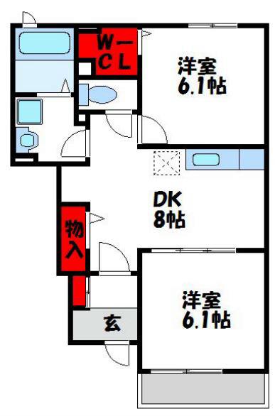 アドバンストA(2DK/1階)の間取り写真