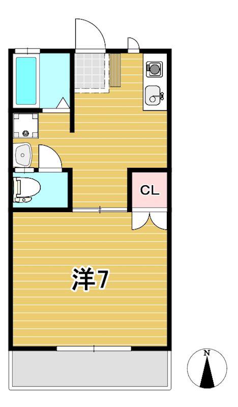 リバプールカルテットB(1K/2階)の間取り写真