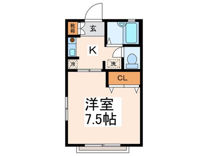 ジュネスK(1K/2階)の間取り写真