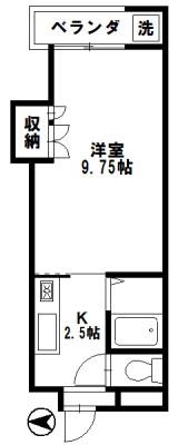サテライト90(1K/2階)の間取り写真