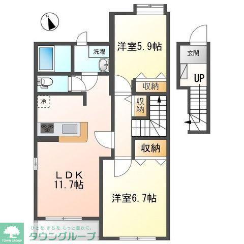 バードヴェール(2LDK/2階)の間取り写真