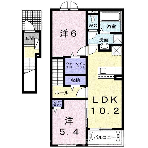 パークサイドベル II(2LDK/2階)の間取り写真