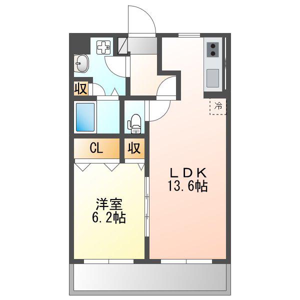 LE CIE (1LDK/2階)の間取り写真