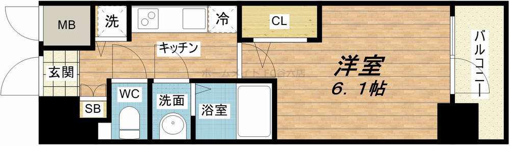 エスリード松屋町サウス(1K/8階)の間取り写真