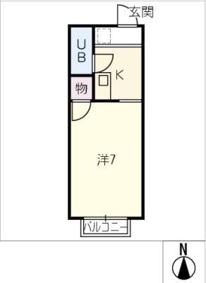 第2ユーザン(1K/2階)の間取り写真
