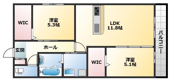 ミュアフィールド(2LDK/1階)の間取り写真