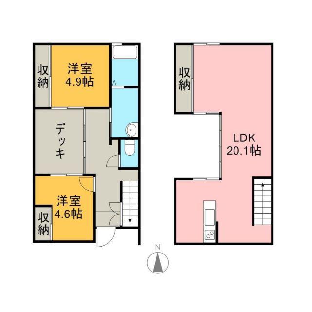 ECRU竹松(2LDK/1階)の間取り写真