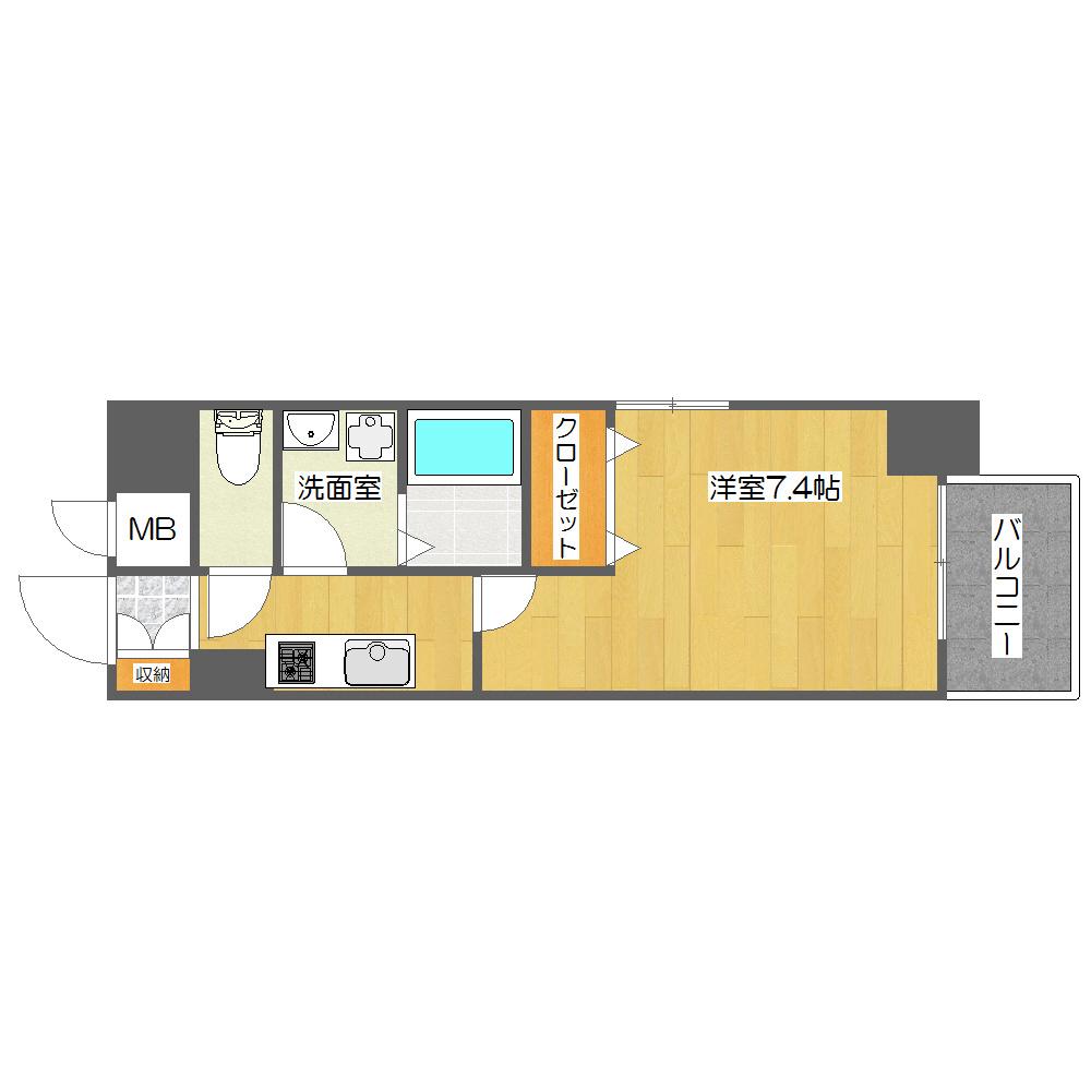 フォンテーヌ 加賀屋(1K/4階)の間取り写真