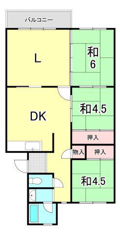 宝塚光明3号棟(4DK/4階)の間取り写真