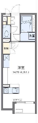 ミランダリアン(ワンルーム/2階)の間取り写真
