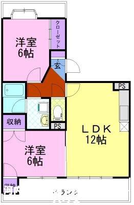 ボヌール(2LDK/1階)の間取り写真