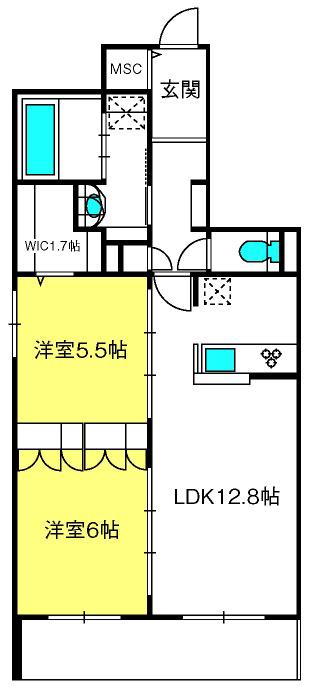ルーチェ スギヤマ(2LDK/1階)の間取り写真