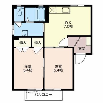 フレグランス・HONEYN棟(2DK/1階)の間取り写真