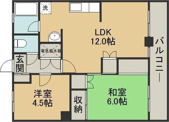 アールズ広瀬(2LDK/6階)の間取り写真