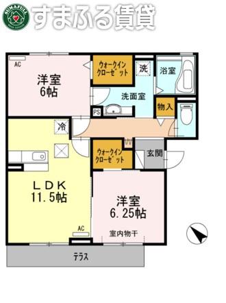 プラムビレッジコンフォート(2LDK/1階)の間取り写真