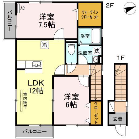 シエル・ヒロ(2LDK/2階)の間取り写真