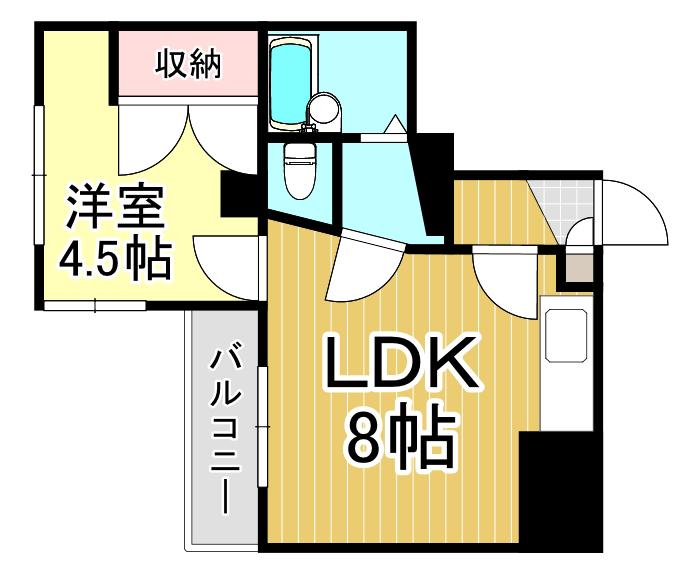 ダイヤモンドハイツ(1LDK/4階)の間取り写真