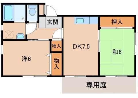 サンライフ阪本I(2DK/1階)の間取り写真