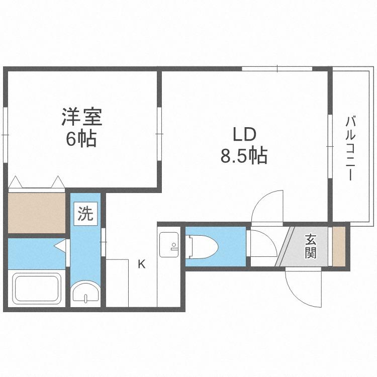 カーサ南平岸(1LDK/4階)の間取り写真