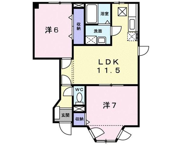 スクエア・アヴニ-ル(2LDK/1階)の間取り写真
