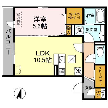 中新第2ビル新越谷(1LDK/1階)の間取り写真
