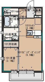 フォレスト見川 A(1LDK/1階)の間取り写真