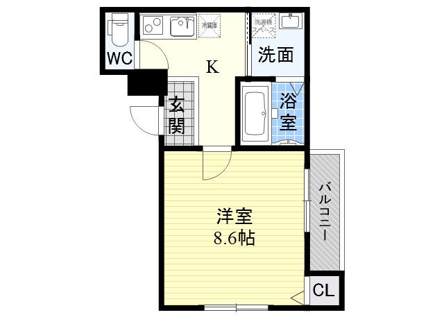 フジパレス都島御幸町Ⅲ番館(1K/2階)の間取り写真