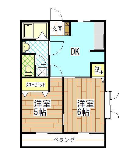 フローレスK(2DK/1階)の間取り写真