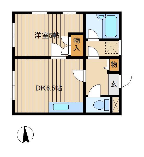 トーヨー柏ハイム(1DK/1階)の間取り写真
