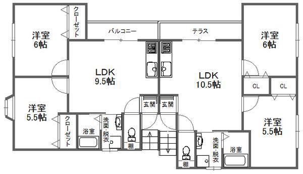 コーポ波多江B(2LDK/2階)の間取り写真